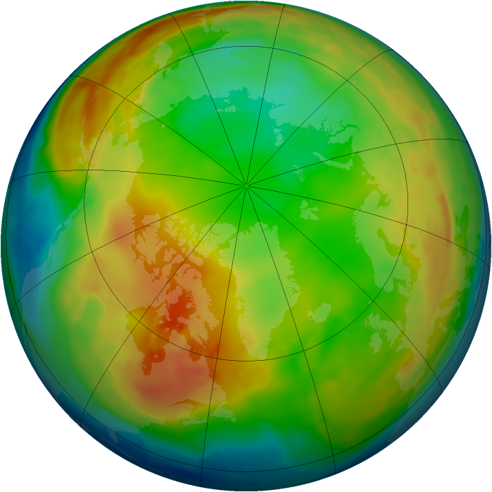 Arctic ozone map for 23 January 2011